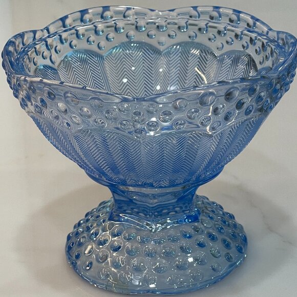Gorham Crystal Blue Hobnail Egg Shaped Candy Dish - Picture 7 of 16